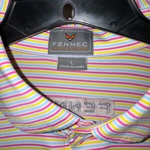 Fennec Golf 
Sky Blue, Yellow and Pink Striped Shirt
Worn once!